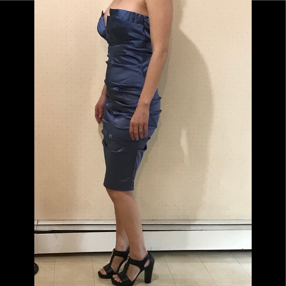 Nicole Miller fitted ice blue strapless dress